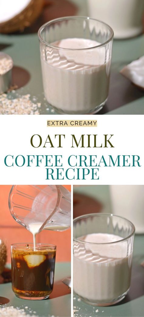 Elevate your morning coffee routine with this homemade oat milk coffee creamer. It's not only extra creamy but also completely oil-free! Make the perfect morning cup of coffee, customized to your liking with just a handful of simple ingredients. Oat Coffee Creamer, Homemade Oat Creamer, Nondairy Creamer Recipes, Homemade Healthy Creamer, Oat Milk Coffee Creamer Recipe, Homemade Oatmilk Creamer, Oat Creamer Recipe, Oatmilk Coffee Creamer Recipe, How To Make Oat Milk Creamer