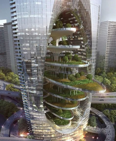 Sky Scrapers, Vertical City, Future Buildings, Eco City, Sustainable City, Skyscraper Architecture, Wind Turbines, Water Collection, Green Architecture