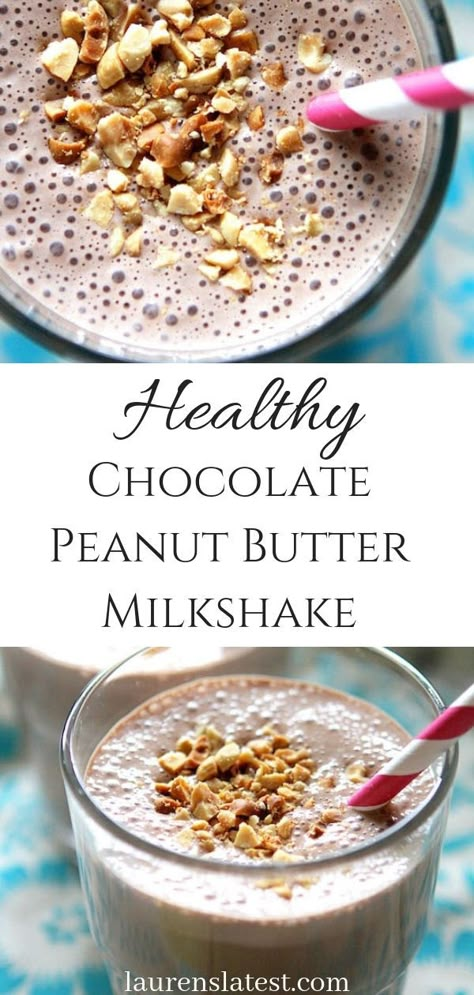 This Healthy Chocolate Peanut Butter Milkshake is packed with protein thanks to added cottage cheese, protein powder and all-natural peanut butter! Sweetened with truvia, this is the perfect healthy post-workout drink or sweet guilt-free chocolate treat #milkshake, #proteinshake Cottage Cheese Protein Powder, Chocolate Peanut Butter Protein Shake, Cottage Cheese Protein, Healthy Chocolate Peanut Butter, Cottage Cheese Smoothie, Peanut Butter Milkshake, Peanut Butter Protein Shake, Peanut Butter Shake, Protein Milkshake