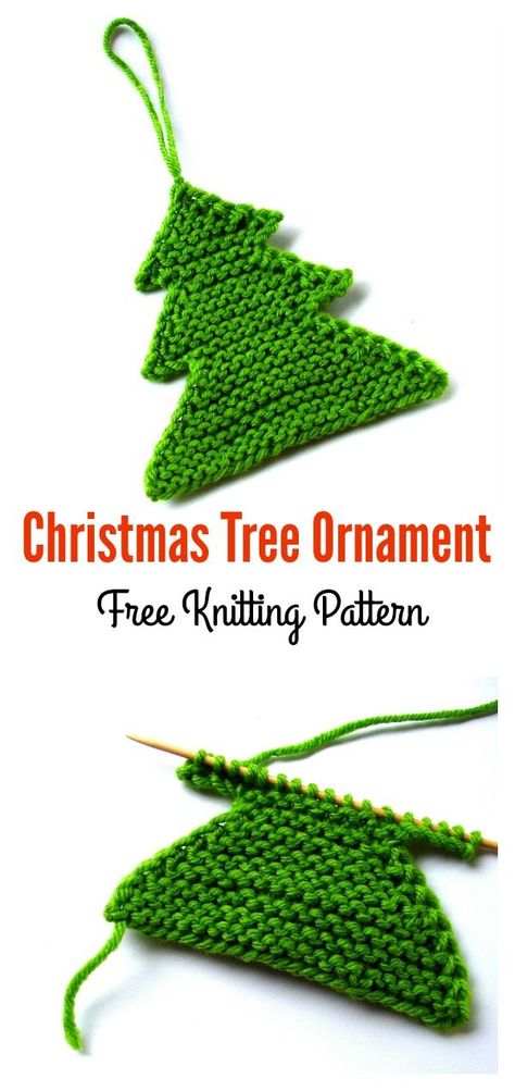 Christmas Tree Ornament Free Knitting Pattern #freepattern #knitting Christmas Tree Knitting Pattern, Knit Christmas Ornaments, Knitted Christmas Decorations, Christmas Knitting Patterns Free, Christmas Knitting Patterns, Ornament Pattern, 50 Christmas, Christmas Tree Pattern, Tree Patterns