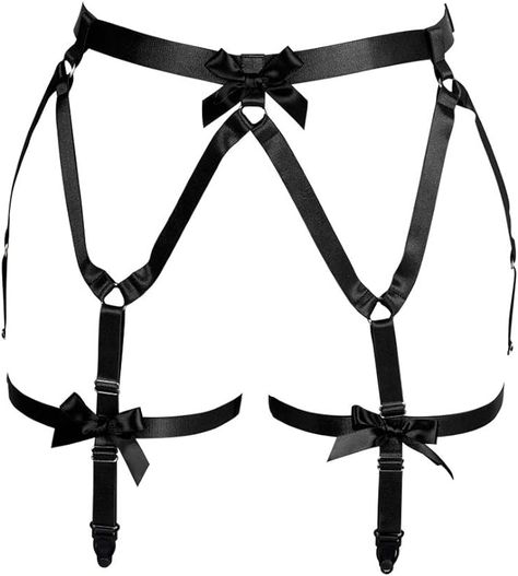 Amazon.com: PETMHS Women's Harness Garter Belt Punk Leg Waist Straps Lingerie Adjust Thigh Stockings Body (Black) : Clothing, Shoes & Jewelry Pentagram Harness, Gothic Belt, Black Garter Belt, Lingerie Photography, Leg Harness, Body Types Women, Bird Costume, Garter Belts, Halloween Masquerade