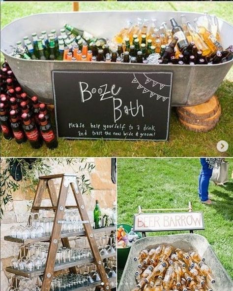 wedding ceremony decor lights Check more at https://howcandothis.com/weddingideas/wedding-ceremony-decor-lights/ Drink Station Ideas, Outdoor Wedding Foods, Bonfire Wedding, Outdoor Bar Ideas, Bbq Wedding Reception, Backyard Bbq Wedding, Wedding Alcohol, Wedding Decorations Ideas, Wedding Drink Station