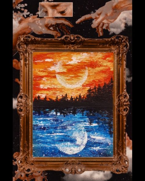 Sun And Moon Contrast Art, Cold And Hot Colors Art, Sun And Moon Acrylic Painting, Half Sun Half Moon Painting, Cold And Warm Colors Art Paintings, Night And Day Art, Sun Moon Painting, Sun And Moon Canvas, Day And Night Painting