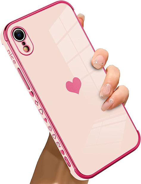 Amazon.com: Bonoma Compatible with iPhone XR Case Love Heart Plating Electroplate Luxury Elegant Case Camera Protector Soft TPU Shockproof Four Corner Back Cover iPhone XR Case -Pink : Cell Phones & Accessories Coque Iphone Xr, Iphone Xr Aesthetic Cases, Iphone 10 Xr Cases, Cute Iphone Xr Cases, Iphone Xr Phone Cases, Iphone Xr Cover, Xr Phone Cases, Iphone Xr Cases, Apple Watch Accessories Bands