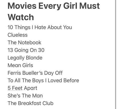 Movies For Your Next Girls Night Movies For Girls Night, Girls Night Movies, Best Bollywood Movies, She's The Man, 13 Going On 30, Ferris Bueller, Be With You Movie, Sleepover Ideas, Legally Blonde