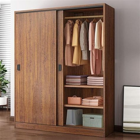 Amazon.com: NIUYAO Solid Wood Family Wardrobe Closet Armoire Sliding Door Clothing Rod & Shelves Included Bedroom Dressing room Storage Cabinet -Brown 39.5" L x 18" W x 71" H : Home & Kitchen Dressing Room Storage, Black Wardrobe Closet, Wood Wardrobe Design, Interior Design Girls Bedroom, Closet Armoire, Kids Armoire, Solid Wood Wardrobes, Bedroom Dressing Room, Clothes Cabinet