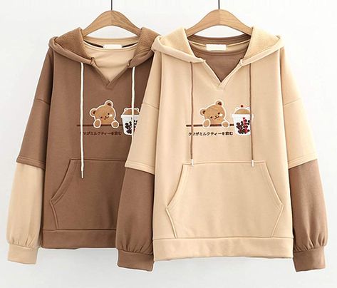 Japanese Bubble Tea, Cute Hoodies, Comfortable Hoodies, Bear Cat, Stylish Hoodies, Unique Hoodies, Bear Hoodie, Cute Hoodie, Easy Trendy Outfits