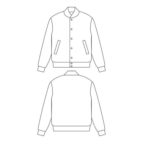 Jacket Template, Pola Jaket, Prom Jacket, Senior Jackets, Jacket Drawing, Varsity Jacket Outfit, Design Outline, Clothing Templates, School Jacket