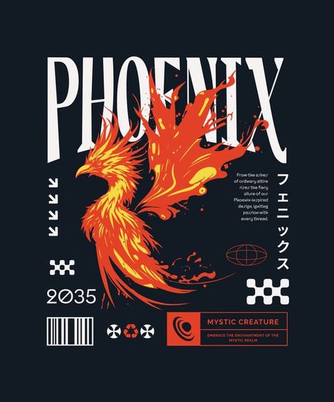 Phoenix T Shirt Design, Phoenix Shirt Design, Phoenix Tshirt, Distorted Typography, Kartu Tarot, Typography Shirt Design, Streetwear Tshirt Design, Graphic Shirt Design, T Shirt Logo Design