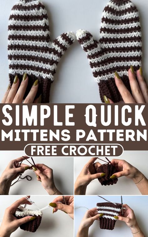 Crochet Winter Accessories Patterns, How To Crochet A Hand Warmer, Easy Crochet Accessories Free Pattern, Crochet Hand Warmers Free Pattern Easy, Simple Crochet Mittens, Free Mitten Crochet Pattern, Crochet Mitten Patterns Free, Crochet Mittens Pattern Free, Kids Mittens Crochet Free Pattern