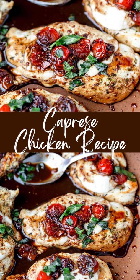 Caprese Chicken Recipe is an easy dinner recipe that turns boneless, skinless chicken breasts into a delicious 30 minute meal! Plus, the recipe is made entirely in one skillet! South Beach Chicken Recipes, Dash Diet Chicken Breast Recipes, Heart Healthy Meals Dinner Ideas, Boneless Chicken Recipes Easy, Boneless Skinless Chicken Breast Recipes Healthy, Skinless Boneless Chicken Breast Recipes, Boneless Skinless Chicken Breast Recipes Baked, Low Calorie Chicken Breast Recipes, Chicken Breastrecipes Boneless