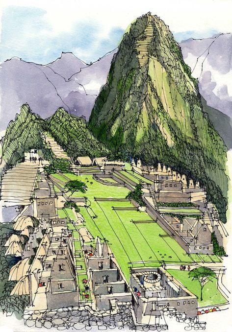 Machu Picchu | Sketched on location in the Peruvian Andes. T… | Flickr James Richards, Urban Sketches, Travel Sketchbook, Urban Sketch, Cusco Peru, Travel Sketches, Architectural Sketch, 수채화 그림, Urban Sketchers