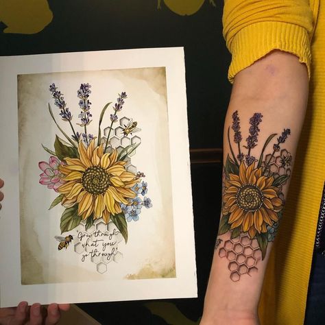 Succulent Tattoo, Lavender Tattoo, Painting Tattoo, Forget Me Nots, Geometric Tattoo, Flower Tattoo, Tatting, Succulent, Sunflower