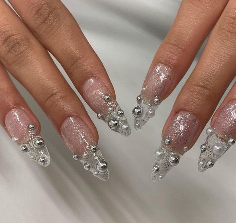 Rave Nails, Silver Glitter Nails, New Nail Designs, Glamorous Nails, Nails Only, Unique Acrylic Nails, Paint Paint, Kawaii Nails, Minimalist Nails