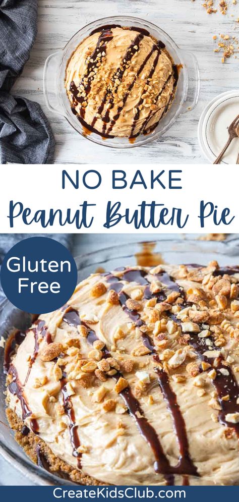 Gluten Free No Bake Pie, Easy Gluten Free Pie Crust, Gluten Free Peanut Butter Pie, Peanut Butter Pie No Bake, Gluten Free Graham Cracker Crust, Gluten Free Pies Recipes, No Bake Peanut Butter Pie, Pie No Bake, Peanut Butter Cream Cheese