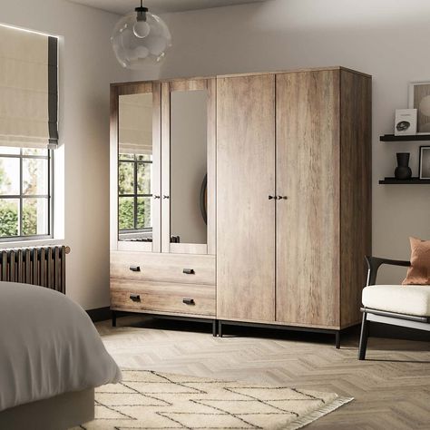 Dark Wood Wardrobe, Wardrobe Industrial, Wood Wardrobe Design, Wardrobe Design Bedroom Sliding, Wardrobe Internal, Wardrobe Internal Design, Wardrobe Laminate, Bedroom Wardrobe Ideas, Wardrobe Laminate Design