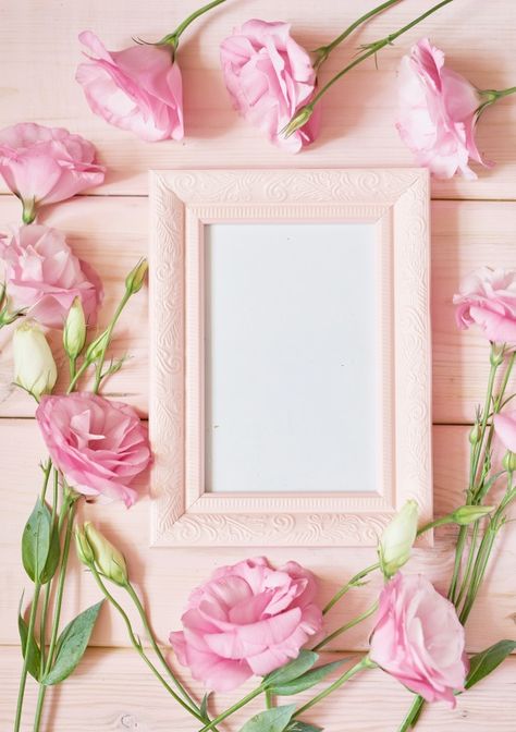 Photo frame and flowers on pink Premium ... | Premium Photo #Freepik #photo #flower #frame #birthday #floral Hbd Frame, Bday Frame, Stationary Background, Photo Frame Images, Frame Birthday, Photo Frame Wallpaper, Flower Graphic Design, Free Photo Frames, Photo Frame Design