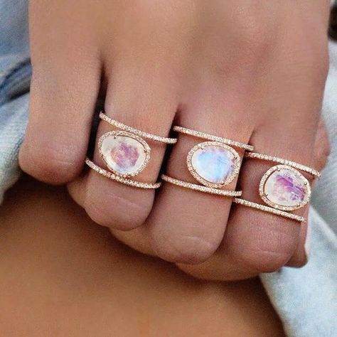 Double Band Moonstone Ring https://sasadesiles.fr/products/double-band-moonstone-ring SASA DES ILES #Bestseller Cheap Ring, Hollow Ring, Diamond Beach, Simple Diamonds, Sapphire Rings, Trendy Ring, S Jewelry, Moonstone Ring, Design Jewelry