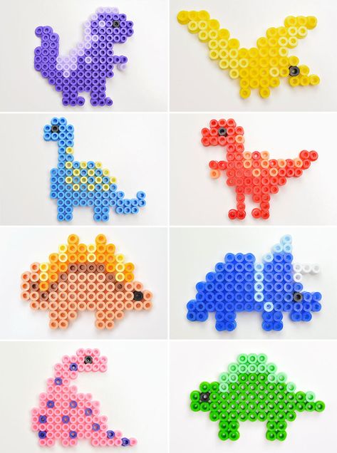 Dinosaur Iron Beads, Hama Bead Dinosaur, Pearler Bead Dino, Dinosaur Fuse Beads, Dinosaur Melty Beads, Peeler Bead Dinosaur, Pearler Bead Patterns Dinosaur, Perler Beads Ideas Dinosaur, Dinosaur Kandi Pattern