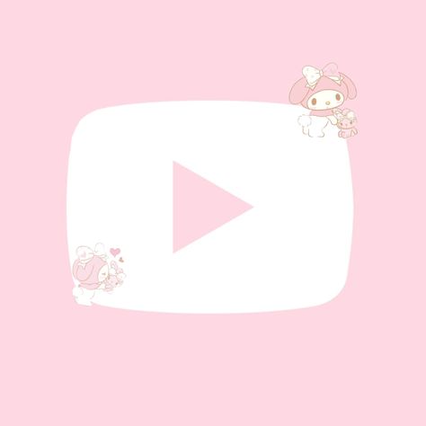 Kawaii Youtube Icon, Cute Youtube Icon, My Melody Wallpaper Ipad, Photo Aesthetic Rose, My Melody Icons For Apps, Youtube Pink Icon, My Melody Phone Theme, Cute Youtube Icons, Youtube Widget