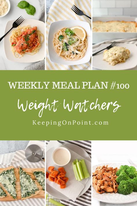 WW (Weight Watchers) Weekly Meal Plan #100 Ww Meal Plans, Ww Meal Plan, Dinner Under 300 Calories, Keeping On Point, Weight Watchers Food Points, Weight Watchers Menu, Weight Watchers Recipes With Points, Weight Watchers Plan, Weight Watchers Tips