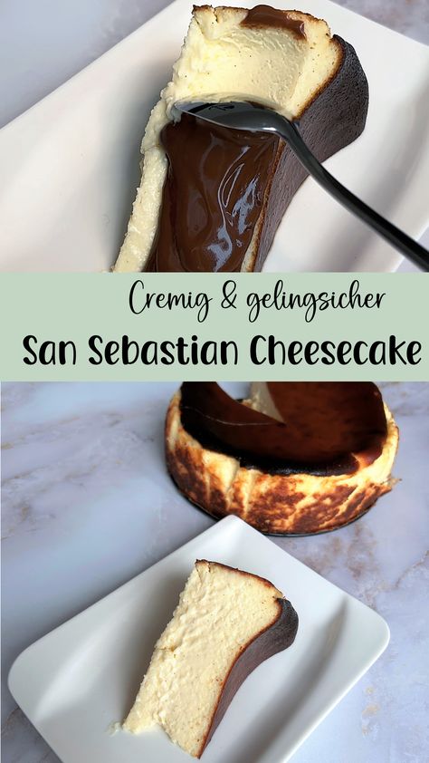 So cremig, lecker und einfach: Der San Sebastian Cheesecake. Im Prinzip wirft man alle Zutaten zusammen und backt die gesamte Masse kurz - das war's! Ein Traum Dessert! Die Zutaten und das gelingsichere Rezept findest du bei mir. Probier es unbedingt aus! 😍 Chicken Recipes Paleo, San Sebastian Cheesecake, Cake Pizza, Pizza Sandwich, Recipes Paleo, Pasta Food, Cocktail Desserts, Healthy Sweets Recipes, Keto Recipe