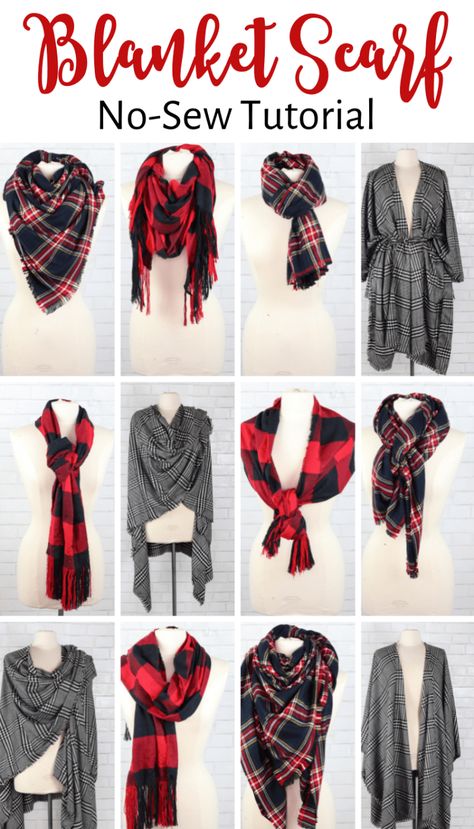 How to Make a Blanket Scarf Three Different Ways | JOANN - Sweet Red Poppy No Sew Blankets, Beginner Sewing Projects Easy, Plaid Blanket Scarf, Plaid Blanket, Leftover Fabric, No Sew, Sewing Projects For Beginners, Blanket Scarf, Sewing For Beginners