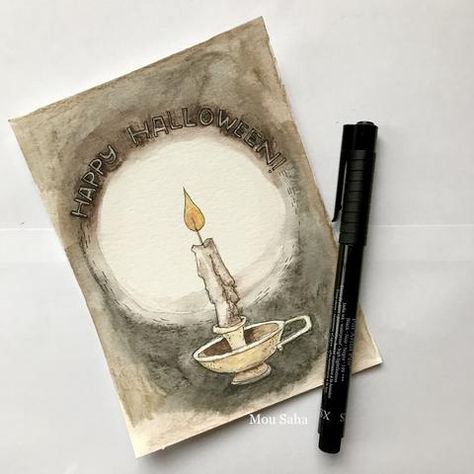 Halloween Greeting with Watercolor Art – Faber-Castell USA Halloween Watercolor, Watercolor Art Diy, Fall Arts And Crafts, Spooky Art, Halloween Arts And Crafts, Diy Watercolor Painting, Artist Pens, Halloween Greetings, Watercolor Ideas