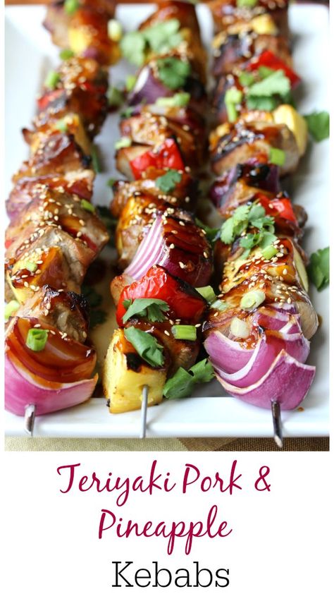 Pork And Pineapple Kabobs, Pork Shish Kebabs On The Grill, Pork Kebab Recipes, Pork Kebobs, Peaches Salad, Grilled Fruit Dessert, Pork And Pineapple, Pork Pineapple, Pork Kebabs