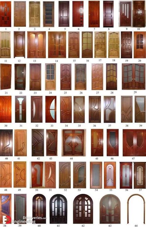 35 Most Beautiful Wooden Door Design Shapes - Engineering Discoveries Pintu Ganda, Wooden Glass Door, Pintu Interior, Door Design Ideas, Modern Entrance Door, Modern Wooden Doors, Single Door Design, House Main Door Design, Door Design Photos