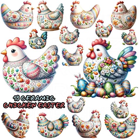 Chanel Art Print, Ceramic Chicken, Easter Chicken, Chanel Art, Chicken Decor, Easter Clipart, Easter Celebration, Animal Crafts, Hen