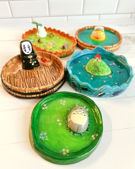 The Sunnyside Nook | And here they are! My one-of-a-kind ghibli trinket dishes that will be available in my shop on June 14 1pm! Do you know them all? 😁 And… | Instagram Studio Ghibli Fan Art, Studio Ghibli Crafts, Clay Plates, Diy Air Dry Clay, Air Dry Clay Projects, Get Back On Track, Clay Diy Projects, Clay Crafts Air Dry, Cute Polymer Clay