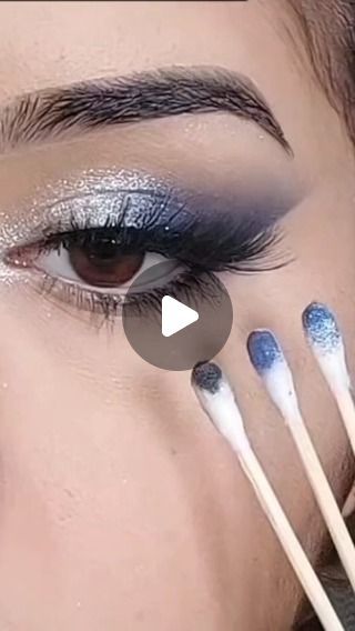 Makeup tutorial for beginners on Instagram: "Simple eye makeup using cotton swabs #makeup" Blue Eye Shadow Looks For Brown Eyes, Blue Eyes Makeup Tutorial, Simple Eye Makeup For Beginners, Natural Makeup Tutorial For Beginners, Makeup Azul, Blue Eyeshadow Tutorial, Blue Eye Shadow, Blue Eye Makeup Tutorial, Hooded Eye Makeup Tutorial