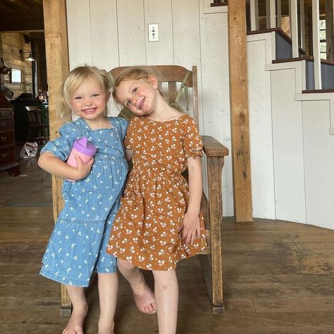 Hannah @Ballerina Farm on Instagram: "Happy to have my girls with me on the ranch. They are biological sisters but from different worlds. Opposites attract. Best friends, they get themselves dressed for the day but rarely decide to match. Frances the princess and Lois our rough and tough. Together they are twin sisters, miraculously born the same day two years apart. Child numbers 4 and 5, our home wouldn’t be the same without them." Ballerina Farm, Unusual Baby Names, Farm Kids, Dream Baby, Opposites Attract, Twin Sisters, Second Child, Beautiful Family, The Ranch