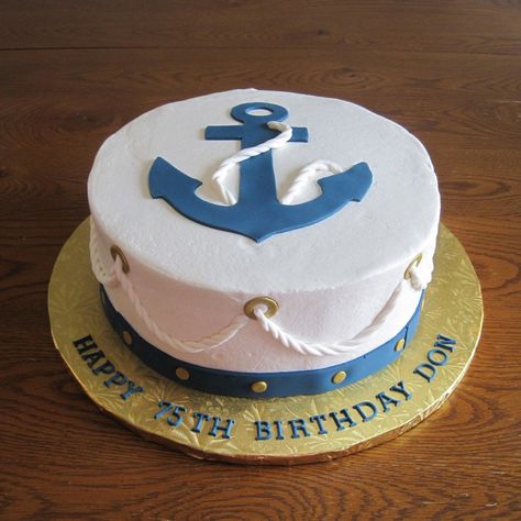 Nautical Anchor Cake on Cake Central Nautical Birthday Cakes, Sailor Cake, Anchor Cakes, Marine Cake, Navy Cakes, Anchor Birthday, Boat Cake, Fancy Wedding Cakes, Fox Cake