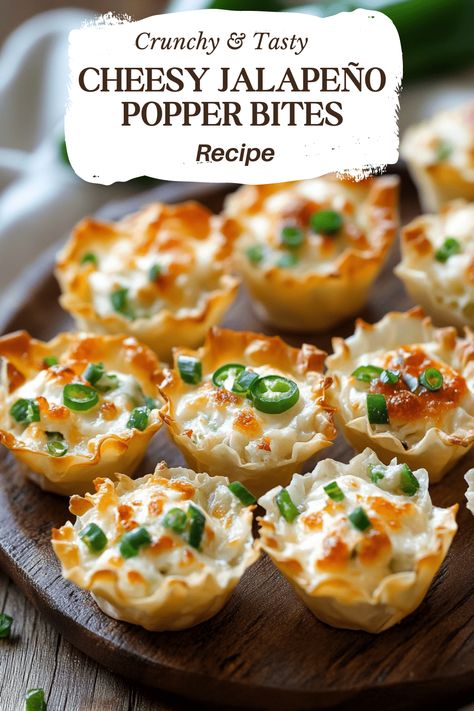 Cheesy Jalapeño Popper Bites - An Organized Chaos Cheesy Bacon Jalapeño Popper Bites, Jalapeño Popper Phyllo Cups, Finger Food Recipes For Christmas, Chili Relleno Bites, Phyllo Cup Appetizers Savory, Fall Easy Appetizers For A Party, Jalapeno Popper Bites Air Fryer, Filo Cup Recipes, Jalapeno Popper Bites Appetizers