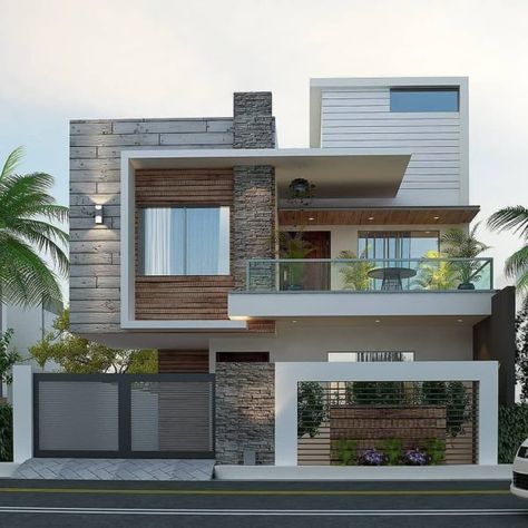 Most Popular Modern Dream House Exterior Design Ideas - Engineering Discoveries 2 Storey House Design, Small House Front Design, Two Story House, Modern Small House Design, Small House Design Exterior, Best Modern House Design, Small House Elevation Design, House Design Exterior, Latest House Designs