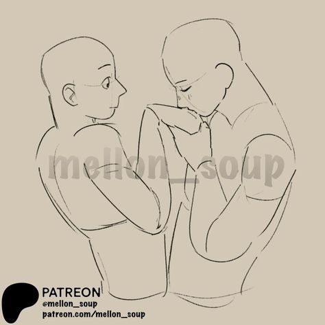 2 Person Refrence Pose, Refrence Pose Men, Mellon Soup Ref Couple, Couple Reference Poses Romantic, Melon Soup Pose Reference, Halfbody Pose, Sketches Anatomy, Mellon Soup, Couple Poses Drawing