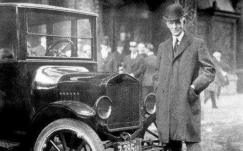 Henry Ford, with 1921 Model T. Ford was at the forefront of spreading the false rumors of a Jewish conspiracy. (Ford Motor Company/Wikimedia) Famous Inventors, Ford Foundation, Tesla S, Assembly Line, We Are The World, Business Icon, Henry Ford, Model T, Automobile Industry