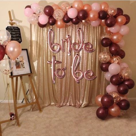 Engagement Party Decorations Diy, Bride To Be Decorations, Bride To Be Balloons, Balloons Wedding, Bridal Shower Inspo, Simple Bride, Bridal Shower Planning, Wedding Balloon Decorations, Backdrop Decor