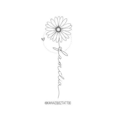 Soft Girly Tattoos, Fineline Daisy Tattoo, Small Daisy Tattoo, Daisy Tattoo Designs, Daisy Flower Tattoos, Cursive Tattoos, Daisy Tattoo, Sunflower Tattoos, Small Tattoo Designs