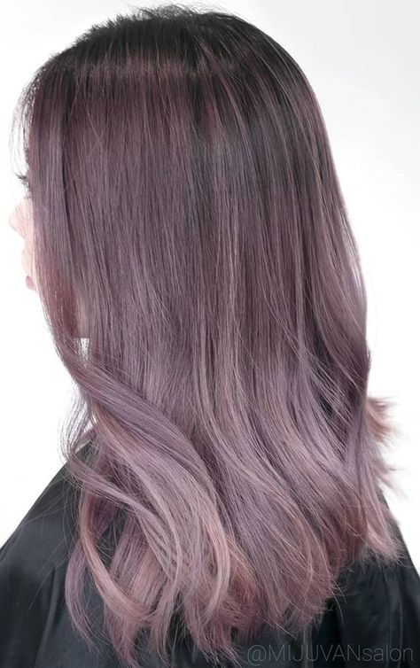 30 Metallic Hair Color Ideas : Metallic Mauve Medium Length Muted Hair Color, Dusty Purple Hair, Ashy Purple Hair, Hair Color Red Highlights, Metallic Hair Color, Mauve Hair, Silver Ombre Hair, Hair Aesthetics, Ashy Hair