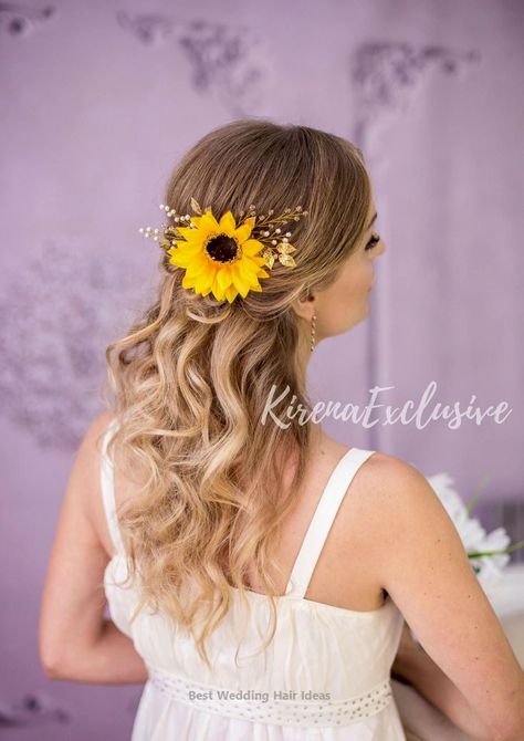 Sunflower Flower Crown, Sunflower Headpiece, Sunflower Hair Clip, Sunflower Hair, Hair Clip Wedding, Sunflower Themed Wedding, Boho Wedding Hair, Wedding Hair Clips, Wedding Boho