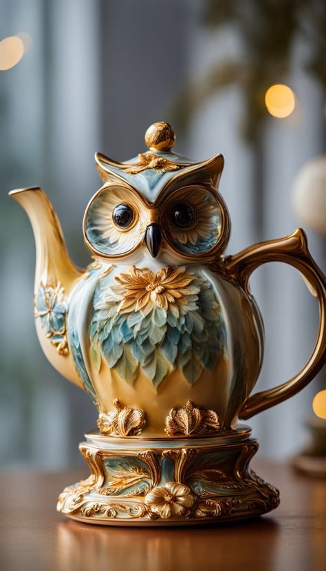 Decoration - Eccentric teapot in the shape of a owl - AI creation Owl Teapot, Owl Kitchen, Novelty Teapots, Teapots Unique, Dream By Wombo, Time For Tea, The Shape, Owls, Tea Time