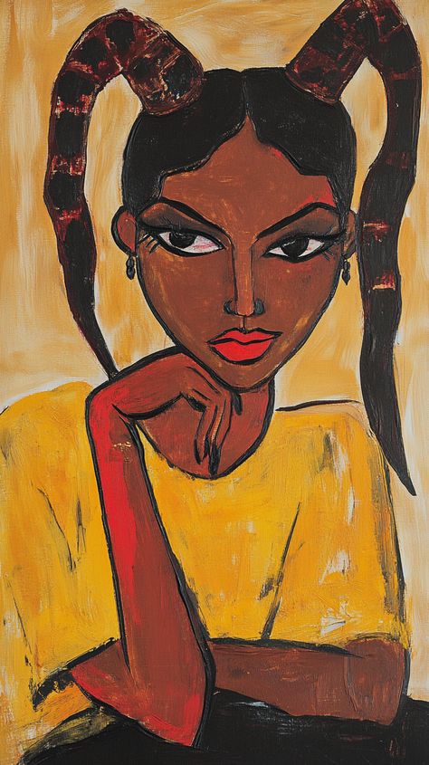 A vibrant Scorpio woman comes alive in the bold, expressive style of William H. Johnson, embodying depth, mystery, and dynamic energy. William H Johnson, Scorpio Woman, Muse, Zodiac Signs, Energy, Signs