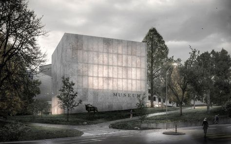 MAK . Museum of Natural History Extension . Geneva (1) | a f a s i a Speed Art Museum, Museum Logo, Metal Facade, Museum Of Natural History, Museum Architecture, Louvre Museum, Architecture Rendering, Architecture Exterior, Architecture Visualization