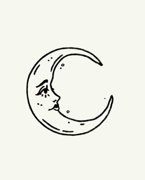 Sun And Moon Drawings Simple, Man In Moon Tattoo, Tattoo Of The Moon, Half Moon Face Drawing, Half A Moon Tattoo, Mother Moon Tattoo, Moon Tattoo Patchwork, Moon Tattoo Bicep, Moon And Shooting Star Tattoo