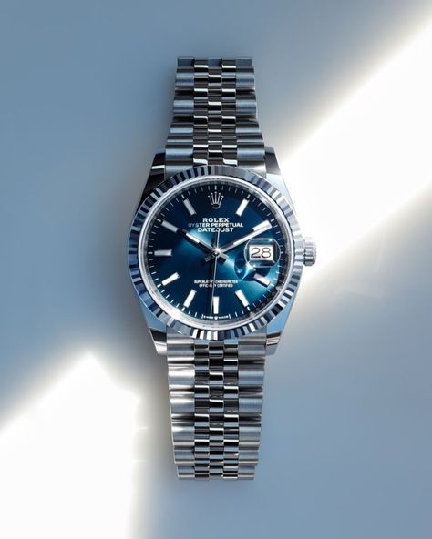 Timeless comfort. The @Rolex Datejust 36 in Oystersteel and white gold, with a bright blue dial and Jubilee bracelet, offers optimal legibility of the date thanks to its Cyclops lens. This emblematic Rolex feature, introduced in 1953, bears witness to life’s most precious moments. #Rolex #Datejust #OfficialRolexRetailer #SheibanJewelers #Cleveland Mont Blanc Watches, Rolex Blue, Shinola Watch, Rolex Jubilee, Tudor Watches, Rolex Watches Women, Movado Watch, Rolex Women, Breitling Watches