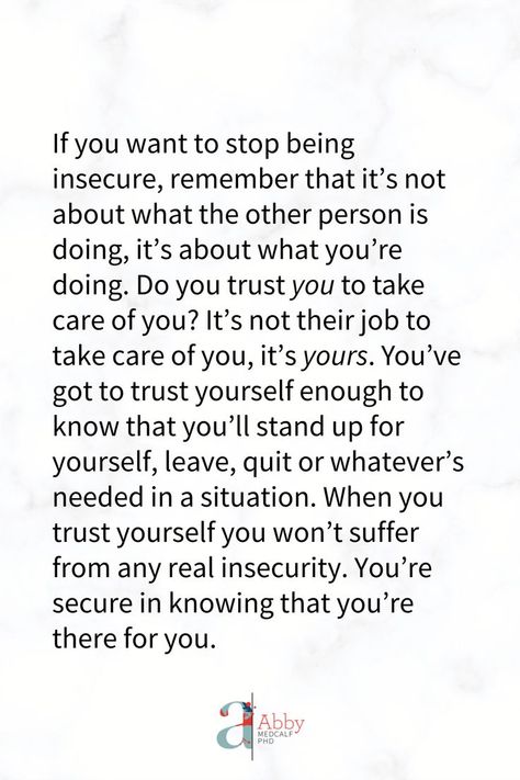 I’m not saying that other people can’t fan the flames of your insecurity but I’m here to tell you that your insecurity is about you and your thinking. Don’t blame your insecurity on anyone else – this is about you. #insecurity #insecure #selfconfidence #selfesteem #loveyou #loveyourself #mentalwellness Stop Being Insecure, Insecure People Quotes, Being Insecure, Insecure People, Boyfriend Advice, Stand Up For Yourself, Feeling Insecure, Self Compassion, Now And Then