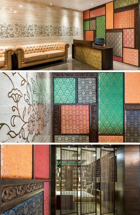 Ethnic Wedding Boutique | Rust The Design Studio Indian Store Design, Traditional Boutique Interior Design, Saree Showroom Design, Boutique Inspiration Interiors, Saree Boutique Interior Design, Indian Boutique Interior, Saree Shop Interior Design, Indian Clothing Boutique Interior, Boutique Interior Design Indian